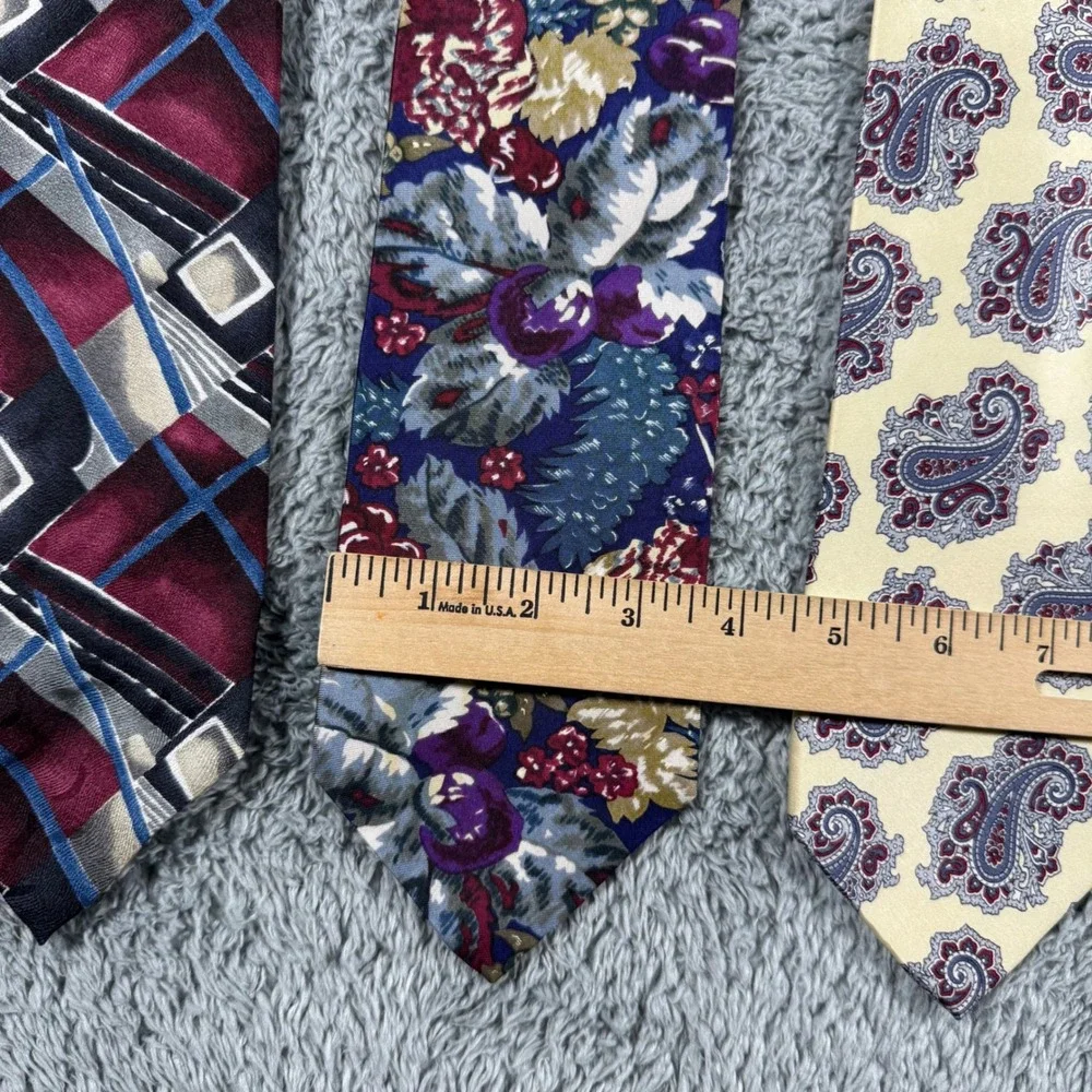 VTG Lot of 3 Christian Dior Silk Tie Mens Multicolored Geometric‎ Floral Paisley